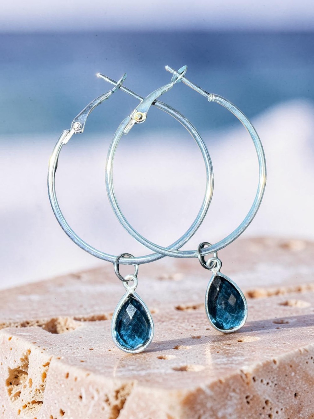 🤩Stunning Iolite 1.5” hoop earrings 💫